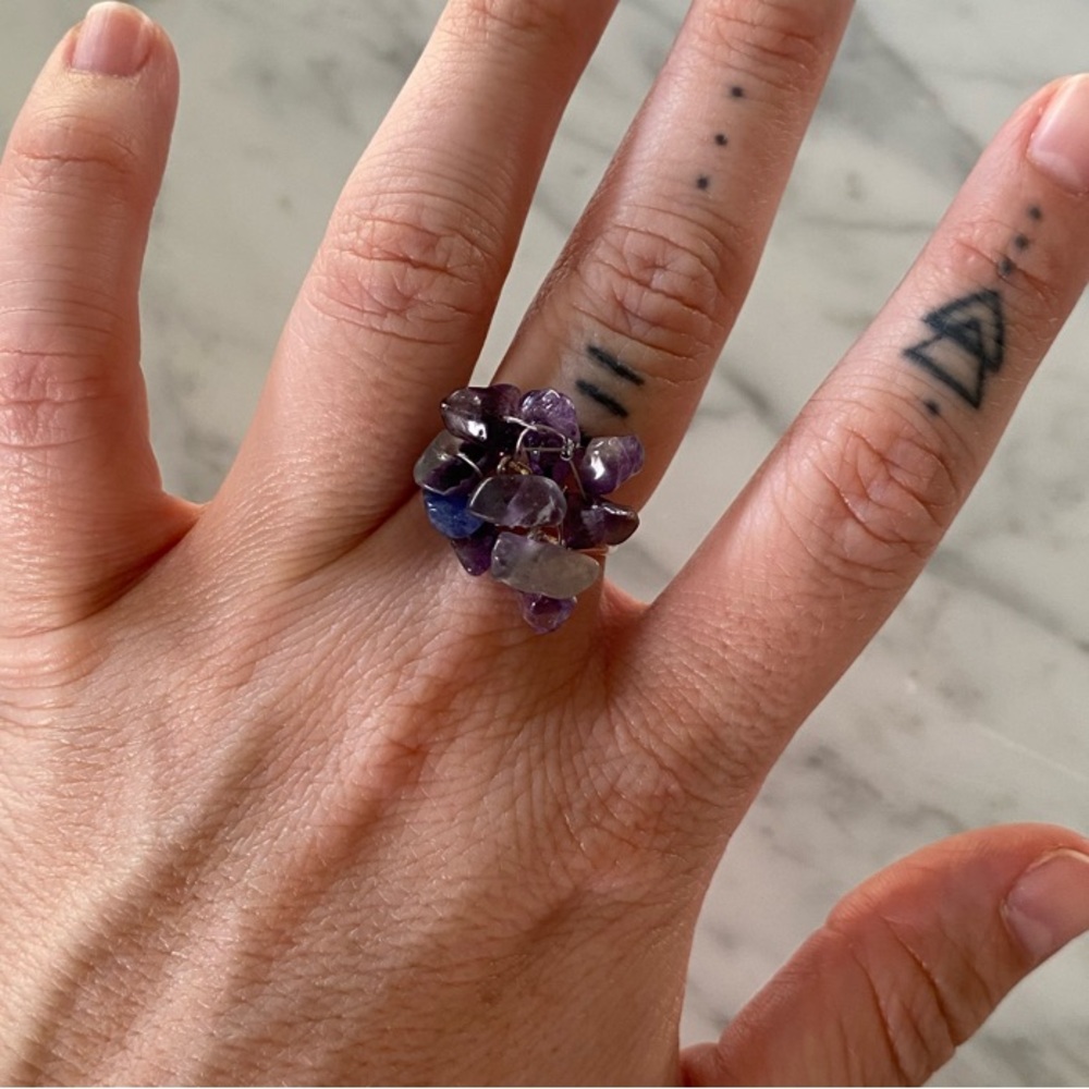 Amethyst Style Cluster Ring